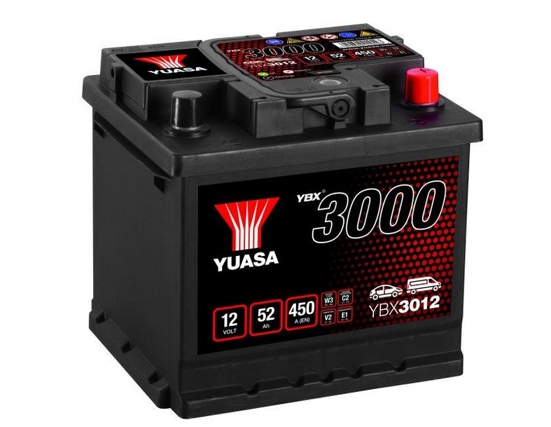 Akumulator YUASA Black 12V 52Ah 420A P+, YBX3012
